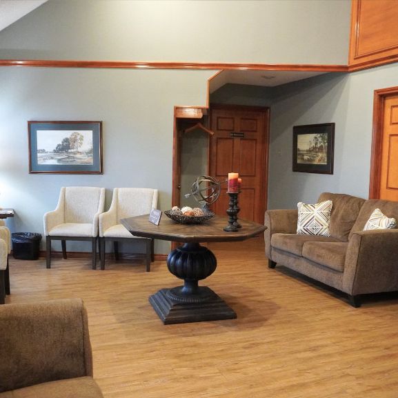 Relaxing reception area in a dental office in Grand Prairie